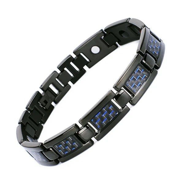 Men Stainless Steel Bracelet Abesty Jewelry Factory Carbon Fiber Inlay Black Plated Bangles For Men - Image 2