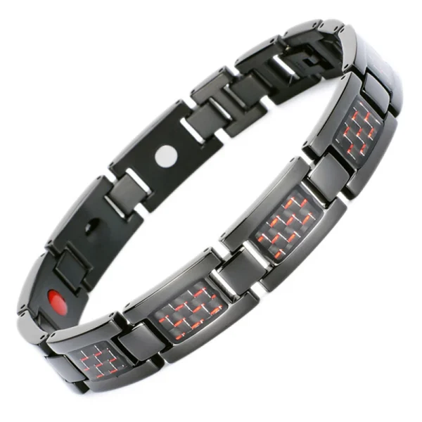 Men Stainless Steel Bracelet Abesty Jewelry Factory Carbon Fiber Inlay Black Plated Bangles For Men - Image 3