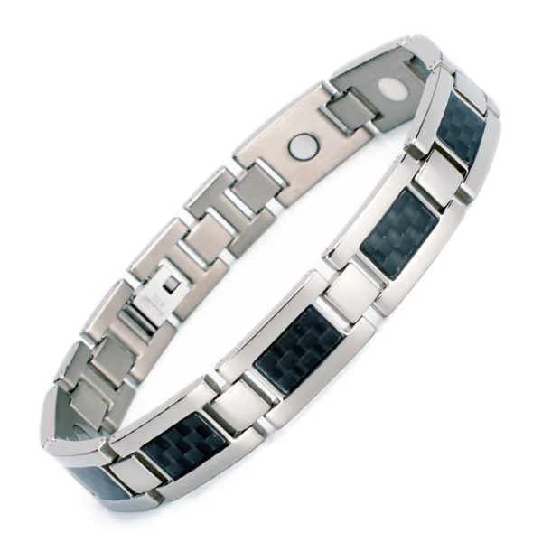 Men Stainless Steel Bracelet Abesty Jewelry Factory Carbon Fiber Inlay Black Plated Bangles For Men - Image 4
