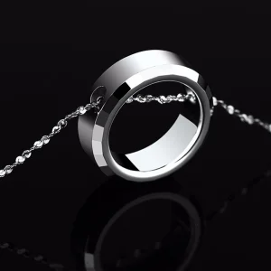 Men Tungsten Carbide Necklace Abesty Jewelry Factory Silver Simple Circle Man Pedant