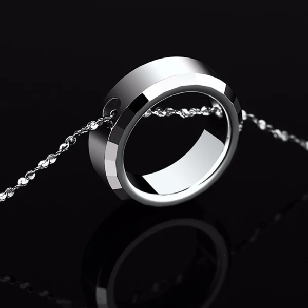 Men Tungsten Carbide Necklace Abesty Jewelry Factory Silver Simple Circle Man Pedant