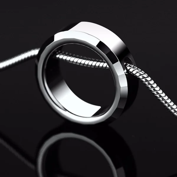 Men Tungsten Carbide Necklace Abesty Jewelry Factory Silver Simple Circle Man Pedant - Image 3