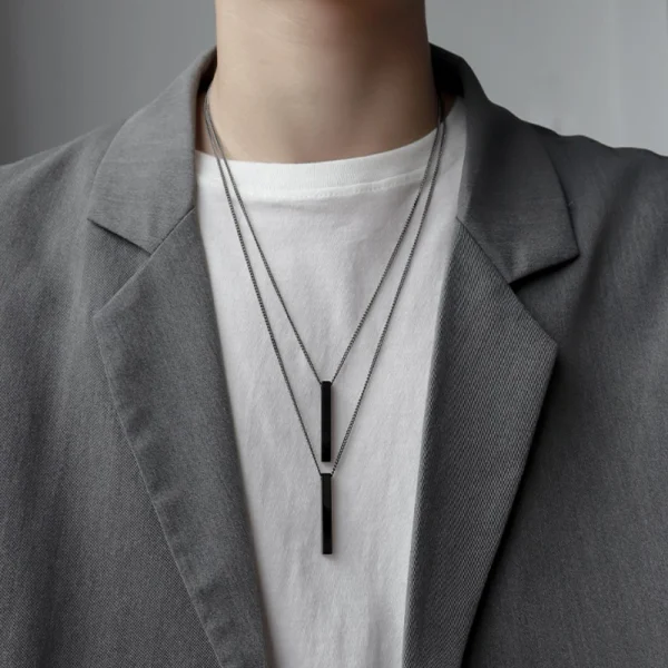 Simple Men Tungsten Carbide Necklace Abesty Jewelry Factory Supply High Polished Man Pedant - Image 2