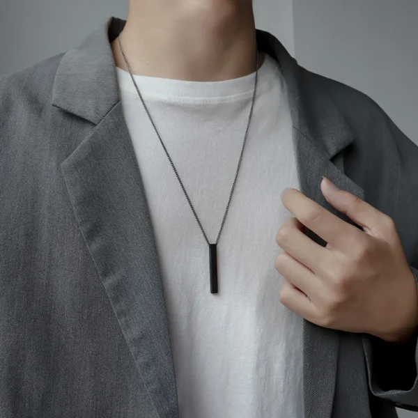 Simple Men Tungsten Carbide Necklace Abesty Jewelry Factory Supply High Polished Man Pedant - Image 3