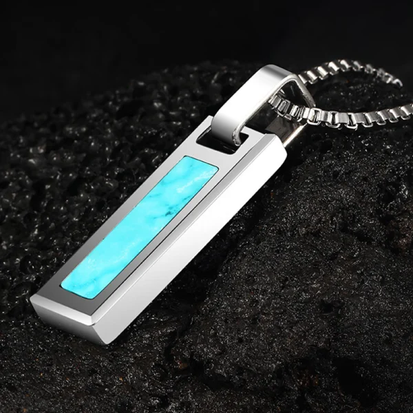 Abesty Jewelry Factory Supply Men Tungsten Carbide Necklace Turquoise Inlaying Man Pedant - Image 4