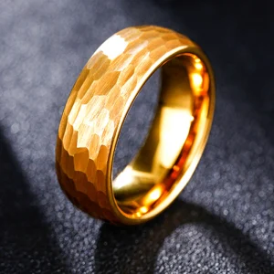 Abesty Tungsten Carbide Jewelry Manufacturer Men's Hammered Black Gold Tungsten rings