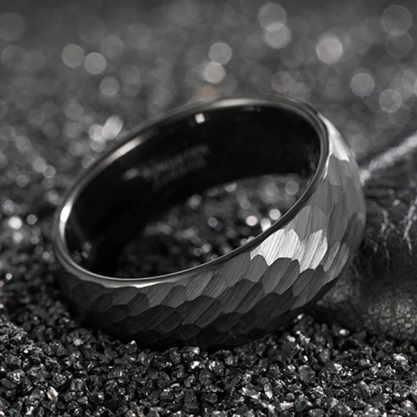Abesty Tungsten Carbide Jewelry Manufacturer Men's Hammered Black Gold Tungsten rings - Image 4