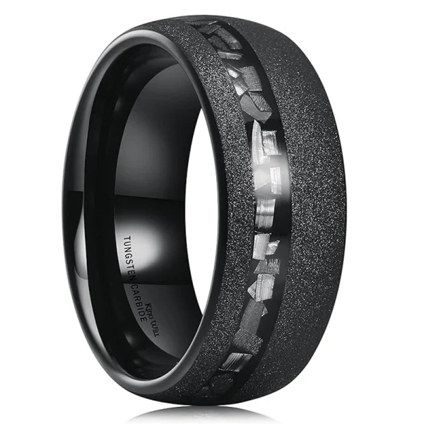 8mm Tungsten Carbide Black Ring Hammered Ring Meteorite Inlaying Abesty Factory Direct Manufacturer - Image 3