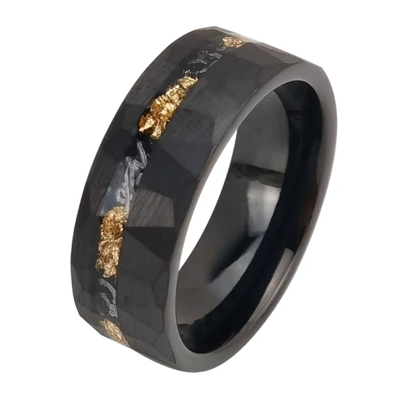 8mm Tungsten Carbide Black Ring Hammered Ring Meteorite Inlaying Abesty Factory Direct Manufacturer - Image 4