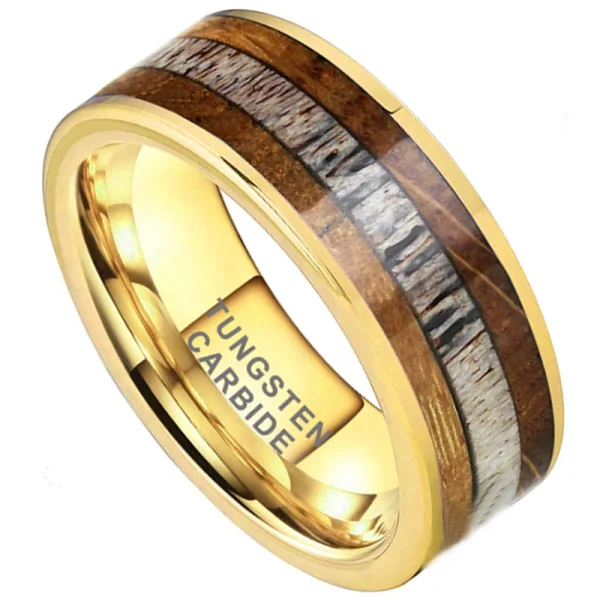 8mm Men Turquoise Inlaying Tungsten Ring Abesty Factory Opal Inlay Koa Wood Tungsten Carbide Rings - Image 3