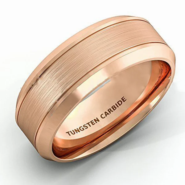 Rose Rold Tungsten Ring Men 8mm Engagement Tungsten Carbide Ring Shenzhen Jewelry Factory - Image 3