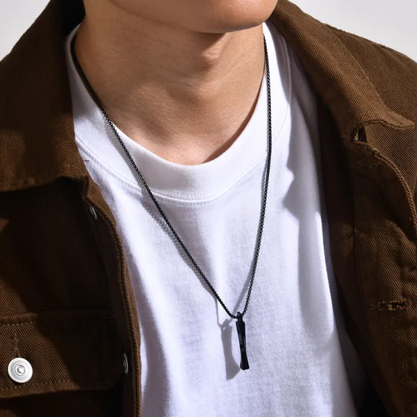 Tungsten Carbide Pendant Gold Necklace Geometric Personality Luxury Abesty Jewelry For Men - Image 2