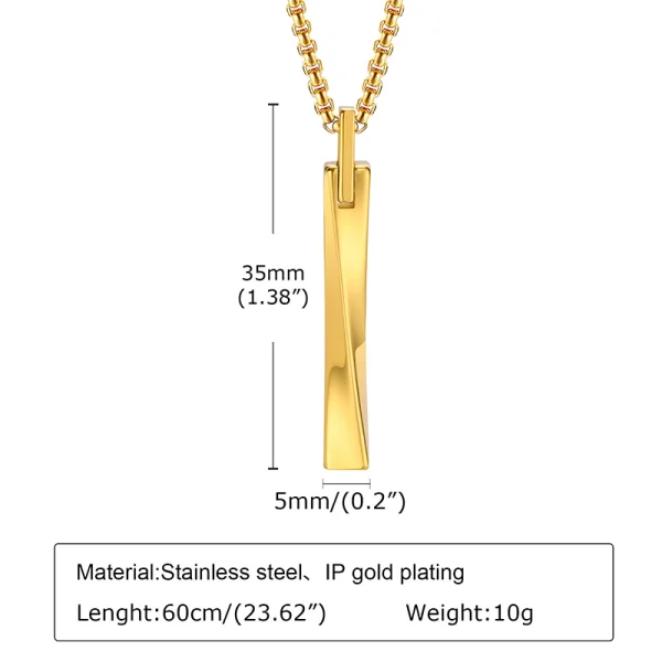 Tungsten Carbide Pendant Gold Necklace Geometric Personality Luxury Abesty Jewelry For Men - Image 3
