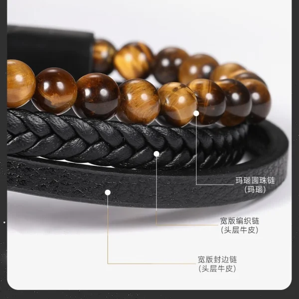Men Black Leather Bracelet Simple Classical Bangles Abesty Jewelry Factory Men Birthday Gift - Image 3