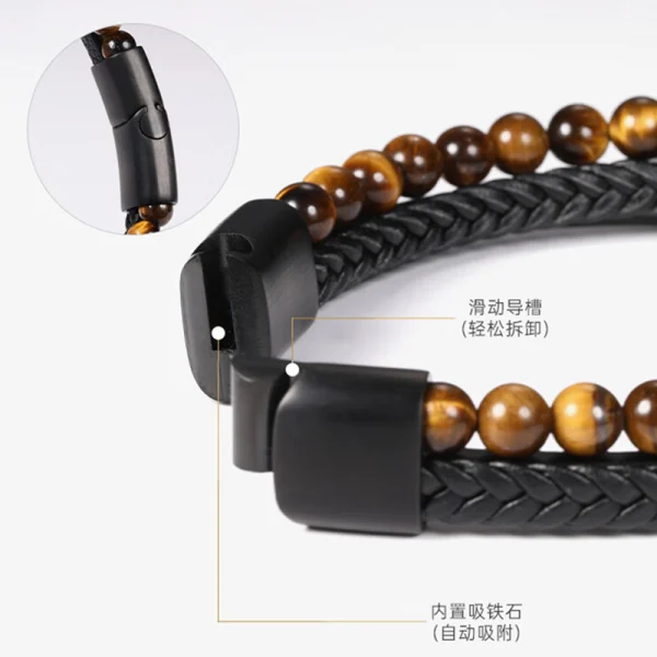 Men Black Leather Bracelet Simple Classical Bangles Abesty Jewelry Factory Men Birthday Gift - Image 4