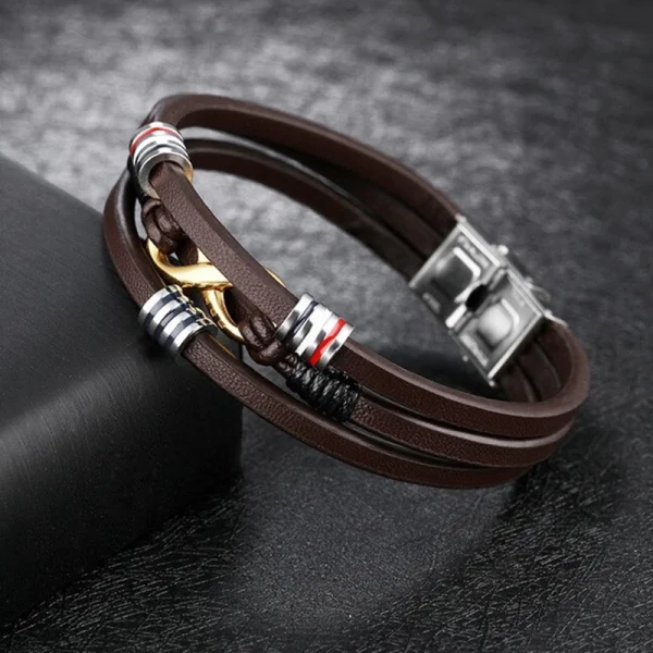 Factory Wholesales Men Braided Leather Bracelet Abesty Jewelry Factory Popular Bangles In Europe - Image 2