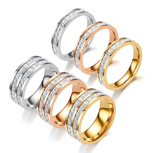 18k Gold Plated Couple Stainless Steel Rings Fashion Wedding Women Rings Shenzhen Manufacturer - Image 2