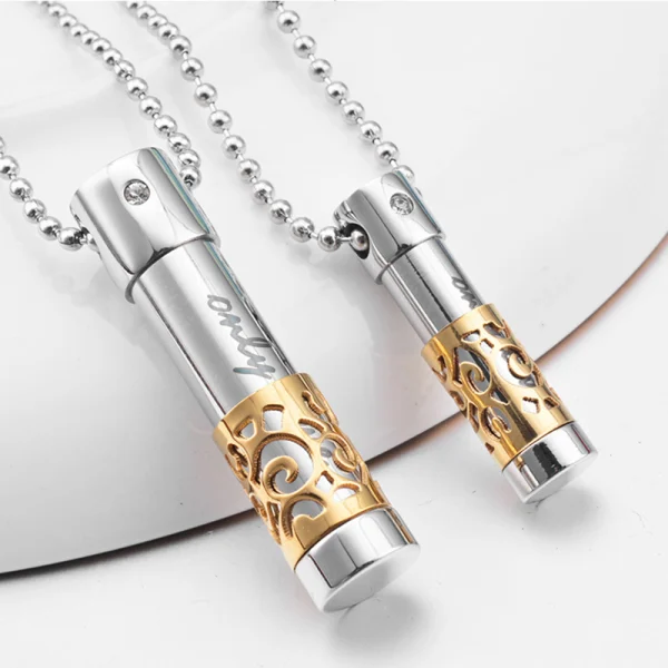 Men Stainless Steel Necklace Wedding Perfume Essential Bottle Abesty Factory Men Pendant - Image 2