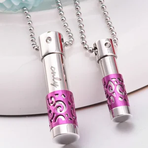 Men Stainless Steel Necklace Wedding Perfume Essential Bottle Abesty Factory Men Pendant