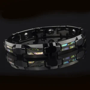 Men Tungsten Carbide Black Plated Bracelet Abesty Jewelry Factory Abalone Shell Inlay Bangles For Men
