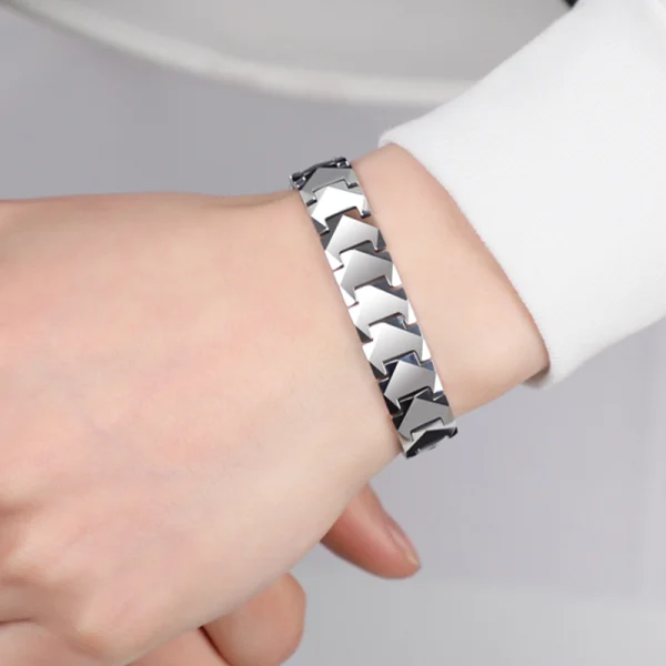 Fashion Men Tungsten Carbide Bracelet Custom Energy Magnetic Ip Black Plated Bangles Can Adjust - Image 2