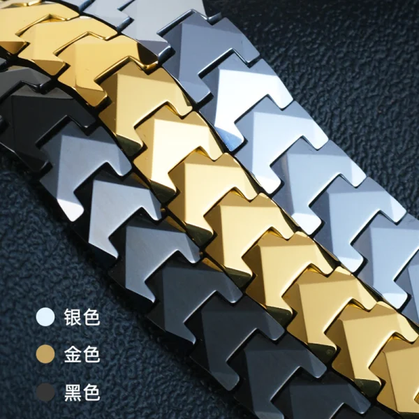 Fashion Men Tungsten Carbide Bracelet Custom Energy Magnetic Ip Black Plated Bangles Can Adjust - Image 4