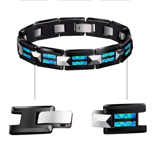 Abesty Jewelry Factory Manufacture New Design Opal Inlaying Men Bangles Men Tungsten Carbide Bracelet  - Image 4