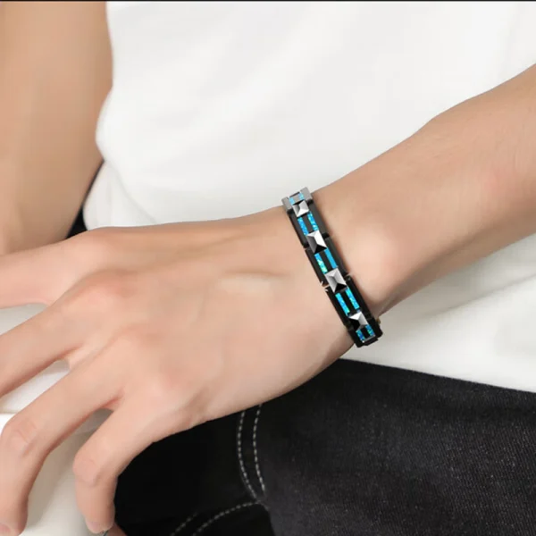 Abesty Jewelry Factory Manufacture New Design Opal Inlaying Men Bangles Men Tungsten Carbide Bracelet  - Image 2