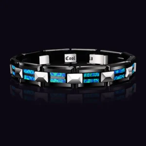 Abesty Jewelry Factory Manufacture New Design Opal Inlaying Men Bangles Men Tungsten Carbide Bracelet 
