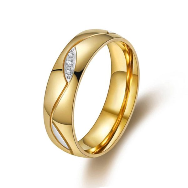18k Gold Stainless Steel Wedding Zircon Stone Rings  Jewelry Factory Women Men Couple Rings - Image 4