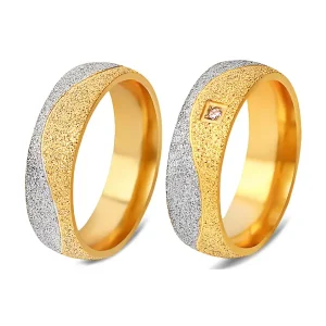 Stainless Steel 18k Gold Wedding Rings Abesty Factory Women Men Couple Rings
