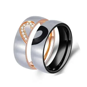 Stainless Steel Wedding Rings Fashion 6/8mm Women Men Couple Zircon Rings