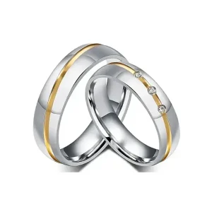 Stainless Steel Wedding Rings Fashion 6/8mm 18k Gold Women Men Couple Zircon Rings