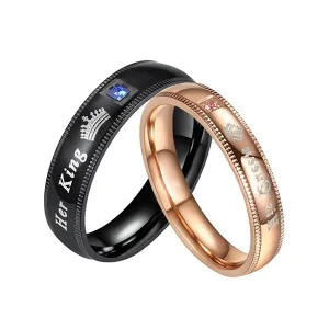 Fashion Stainless Steel Wedding Rings 6/8mm Black and Rose Gold Women Men Couple Rings