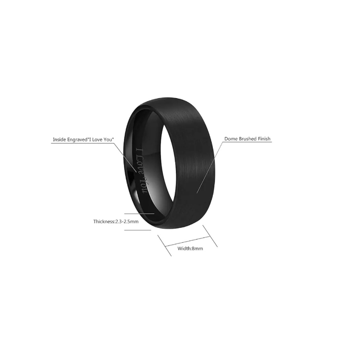 Personalized Black Zirconium Men’s Band with Gold Inlay
