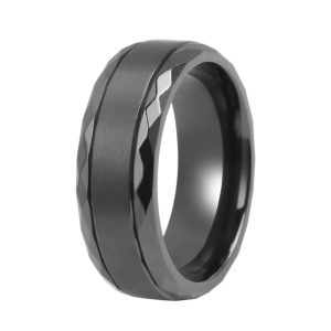 Men’s Black Zirconium Rings in Bulk High Quality Custom Engraved and Logo Jewelry Supplier