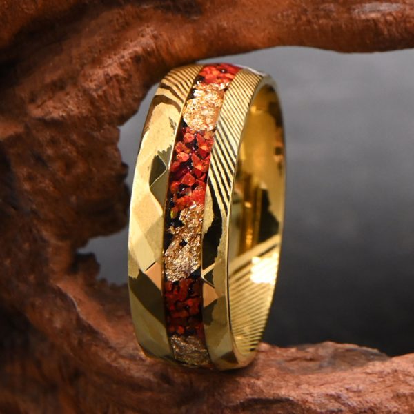 Handmade Damascus Steel Ring for Men Wedding Band Custom Engraved Jewelry Gift - Image 2