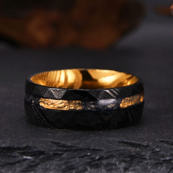 Handmade Damascus Steel Ring Men Wedding Band Custom Engraved Unique Jewelry - Image 4