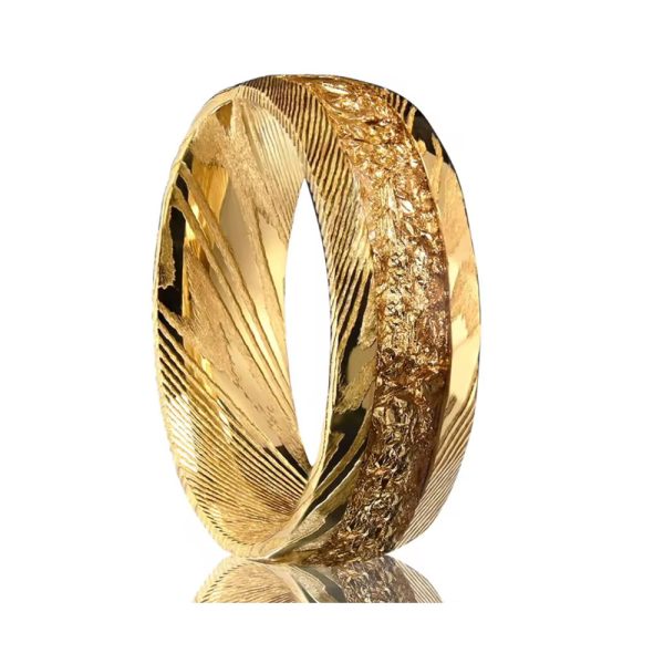 Damascus Steel Men’'s Wedding Band Factory Bulk Damascus Steel Jewelry Supplier - Image 2