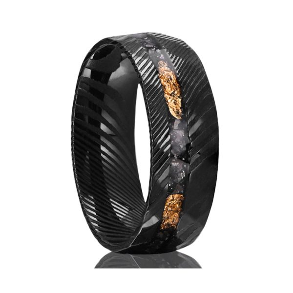 Black Damascus Steel Wedding Band for Men Custom Engraved DurableAnniversary Gift - Image 4