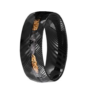 Black Damascus Steel Wedding Band for Men Custom Engraved DurableAnniversary Gift