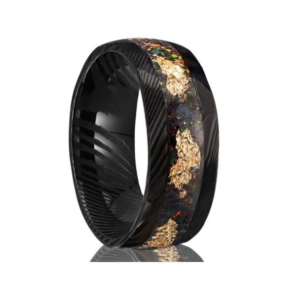 Personalized Engagement Men Ring Custom Damascus Steel Men’s Wedding Band - Image 3