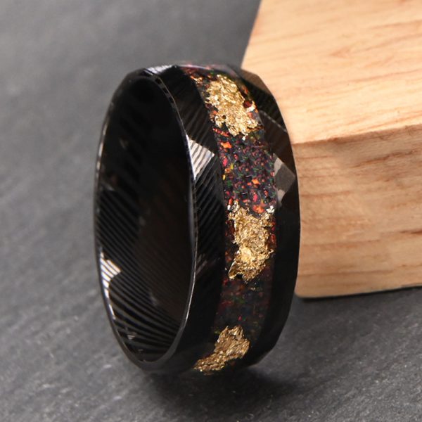 Personalized Engagement Men Ring Custom Damascus Steel Men’s Wedding Band - Image 2