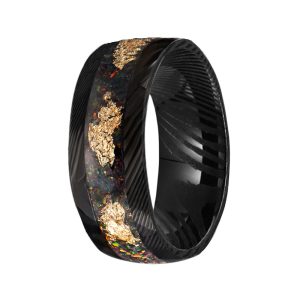 Personalized Engagement Men Ring Custom Damascus Steel Men’s Wedding Band