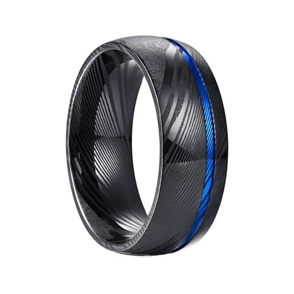 Personalized Men Damascus Steel Ring Men’s Band Unique Wedding Engagement - Image 3