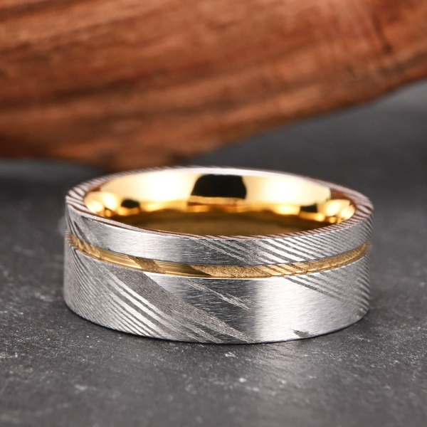 Men’s Custom Damascus Steel Ring Wedding Band Comfort Fit Men Jewelry Gift - Image 3