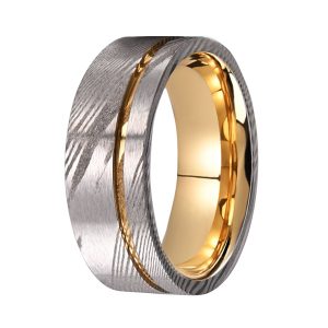 Men’s Custom Damascus Steel Ring Wedding Band Comfort Fit Men Jewelry Gift