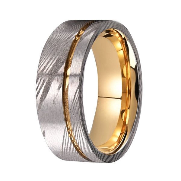 Men’s Custom Damascus Steel Ring Wedding Band Comfort Fit Men Jewelry Gift