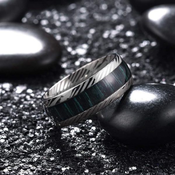 Custom Men Damascus Steel Ring Classical Style Wedding Band Comfort Fit Jewelry - Image 2