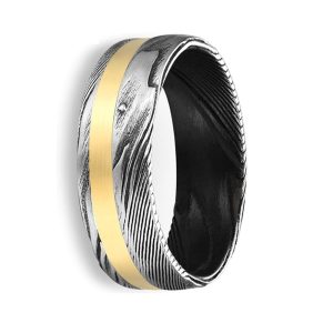 Damascus Steel Wedding Band for Men Custom Engraved Men Anniversary Gift